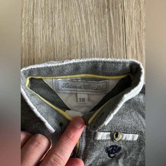 Tartine et Chocolat Baby Grey Polo Shirt - Size 0-3 months - Picture 3 of 6